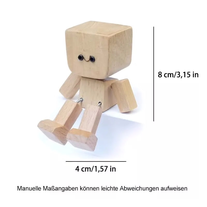 Charmig Träfigur – 12 Ansiktsuttryck