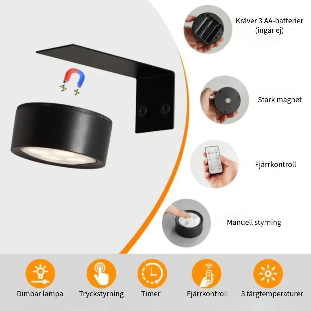 Magnetisk trådlös lampa