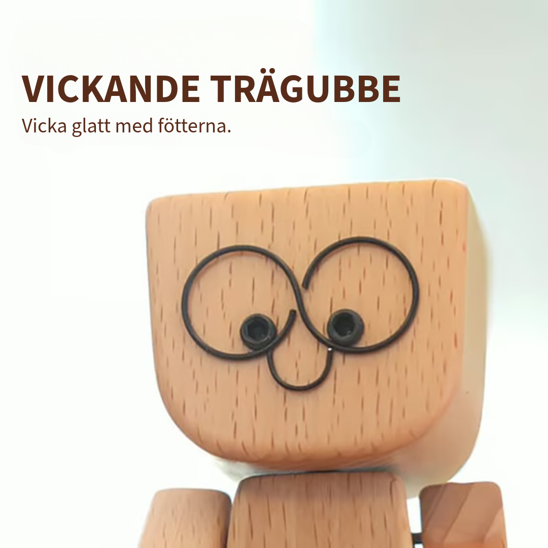 Charmig Träfigur – 12 Ansiktsuttryck