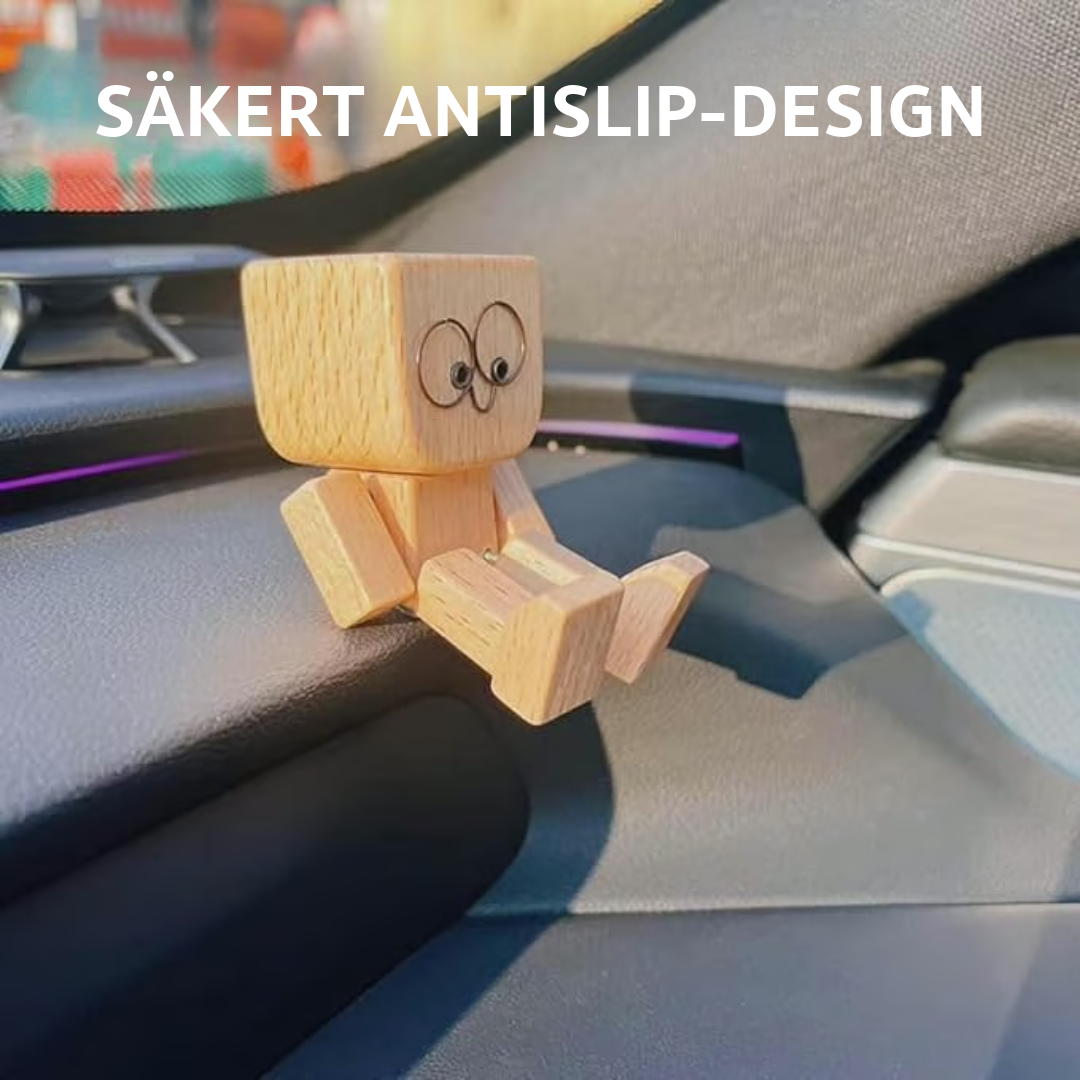 Charmig Träfigur – 12 Ansiktsuttryck