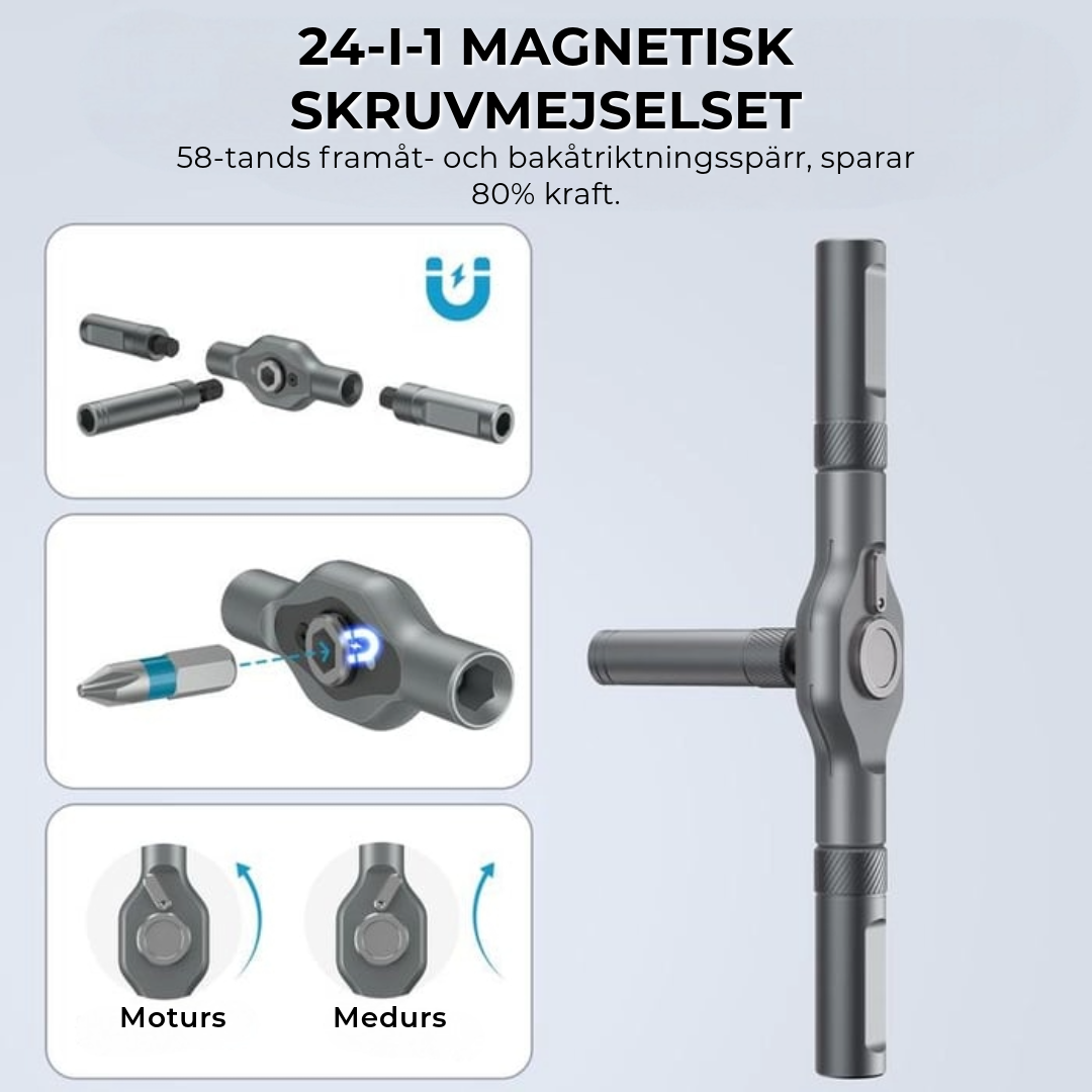 Professionell 24-i-1 Magnetisk Skruvmejselset