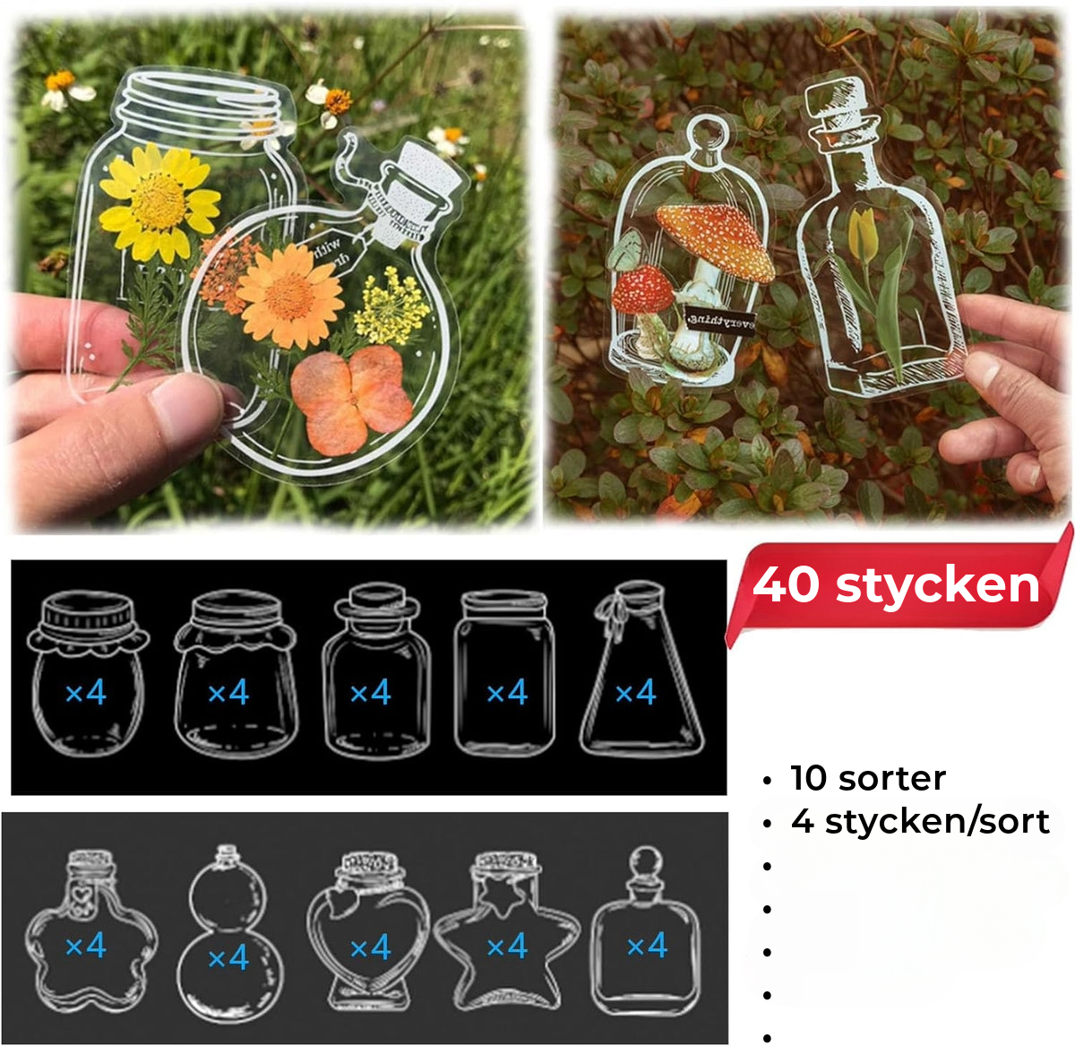 Bokmärke med blomblad| 40 Stycken