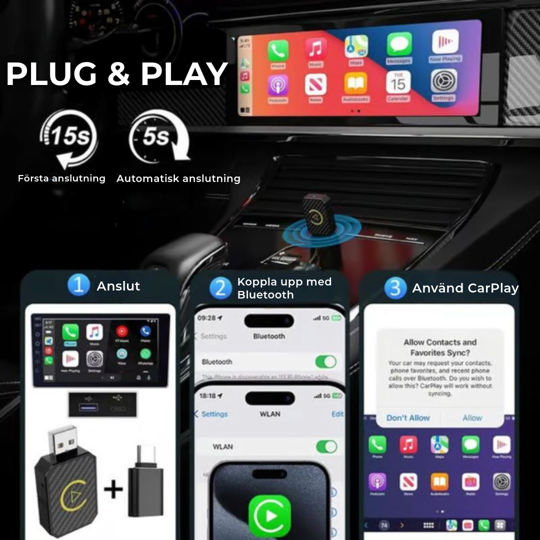 Mini Trådlös CarPlay-adapter