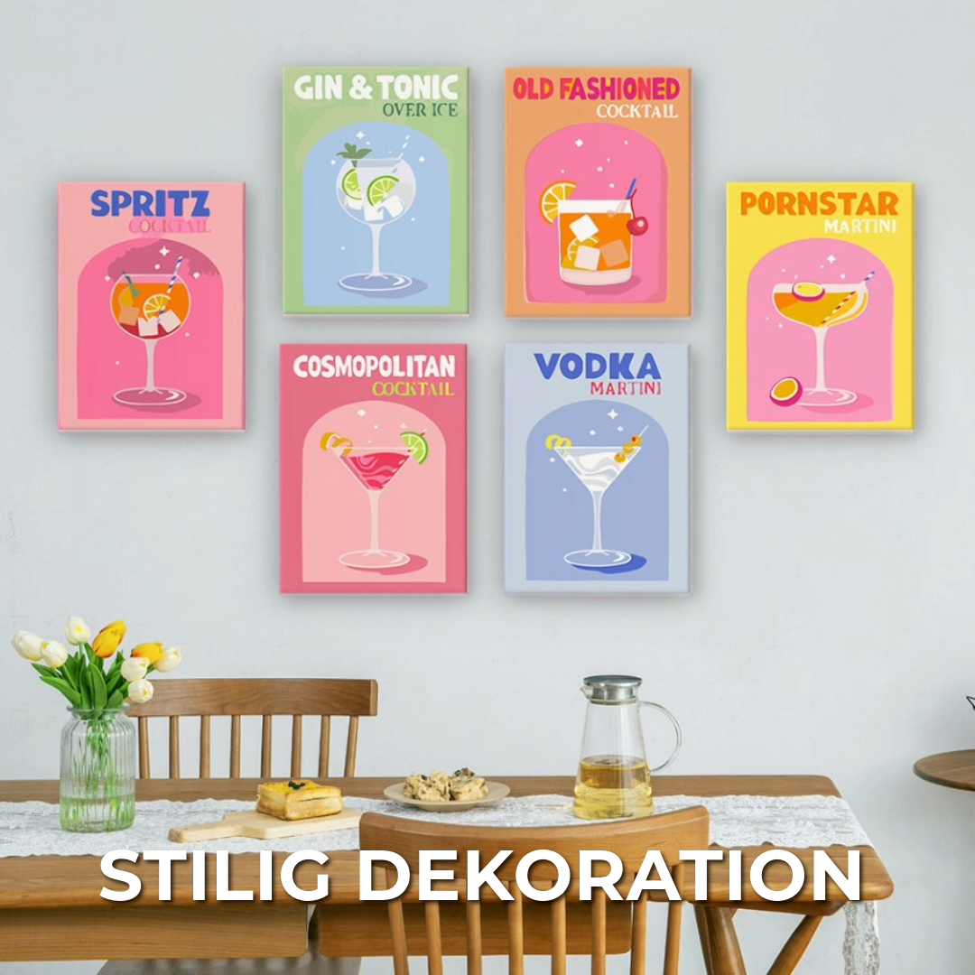 6 Mini Cocktail Målningar