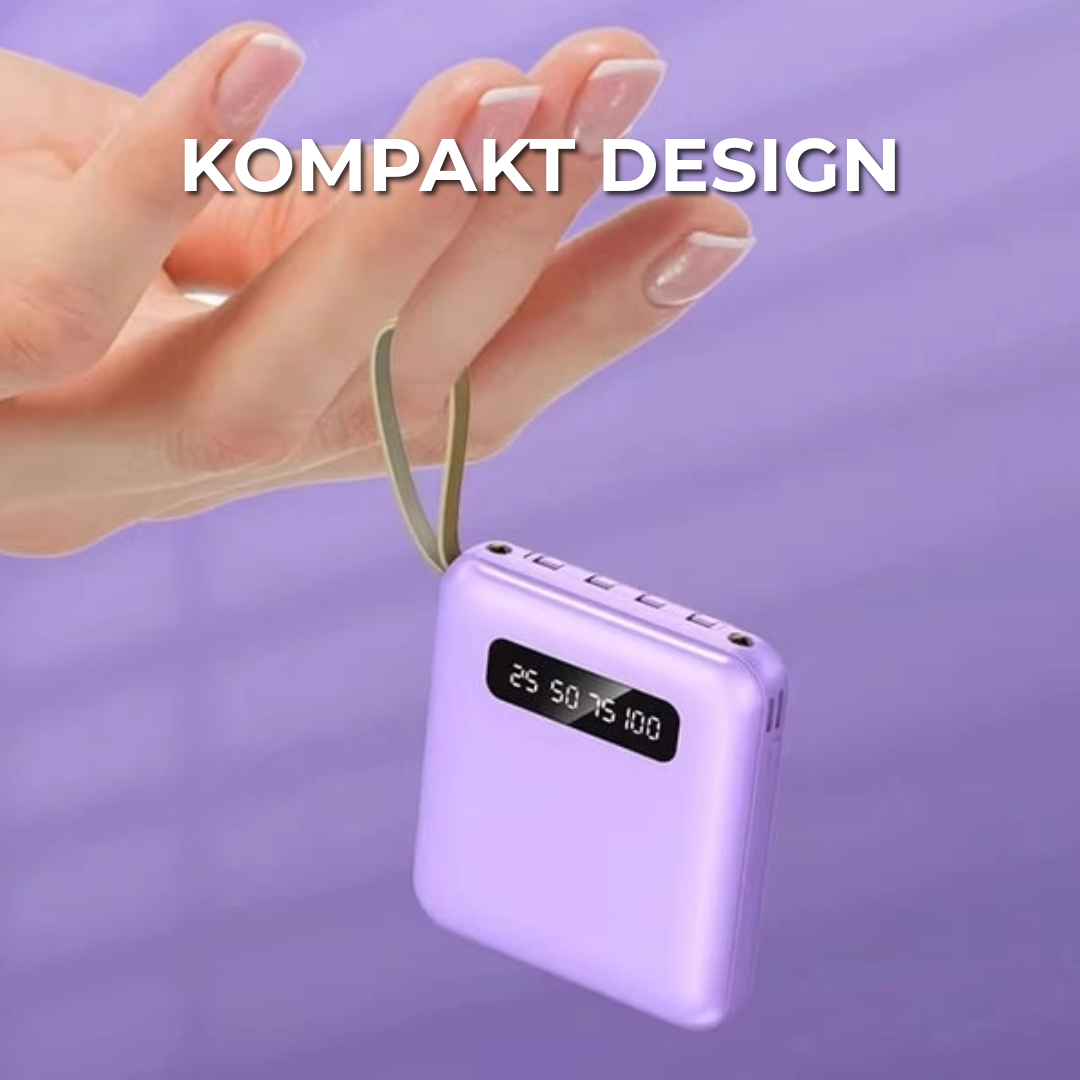 5000mAh Mini Power Bank med Inbyggda Kablar | + Inbyggd Ficklampa