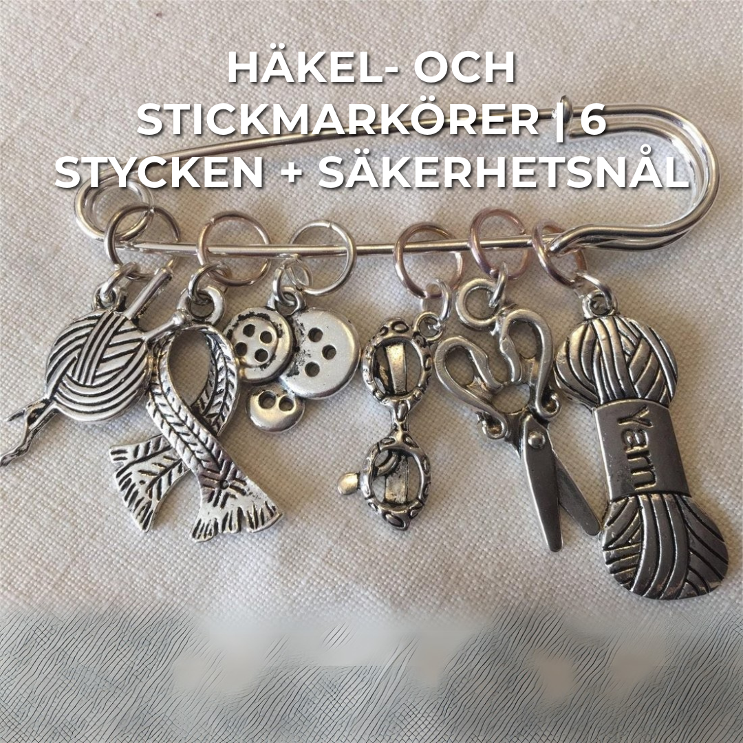 Hake- och stickmarkörer | 6 stycken + säkerhetsnål