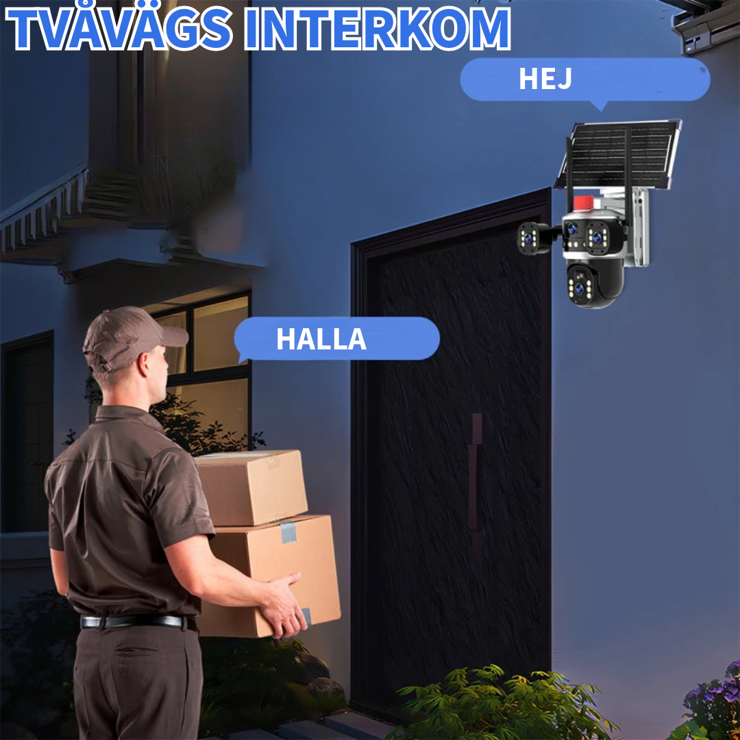Domekamera med Trippelobjektiv och Solenergi