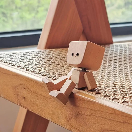 Charmig Träfigur – 12 Ansiktsuttryck