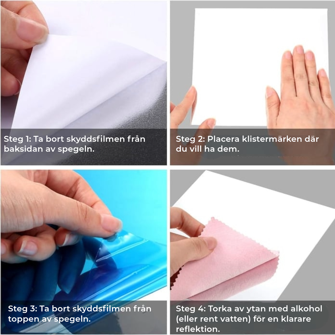 Självklistrande okrossbart spegel